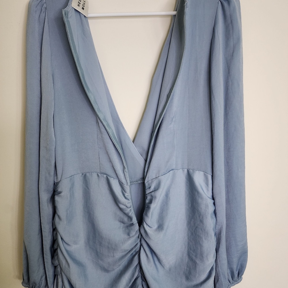 Light Blue V-Neck Ruffle Mini Dress - Picture 15 of 15